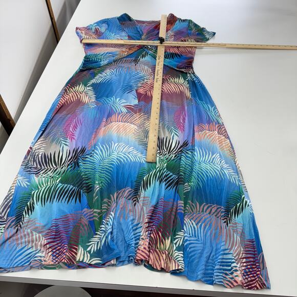 Soft Surroundings Dress Womens Large Blue Anya Ombré Palms Maxi Coastal Tropical - Picture 6 of 8